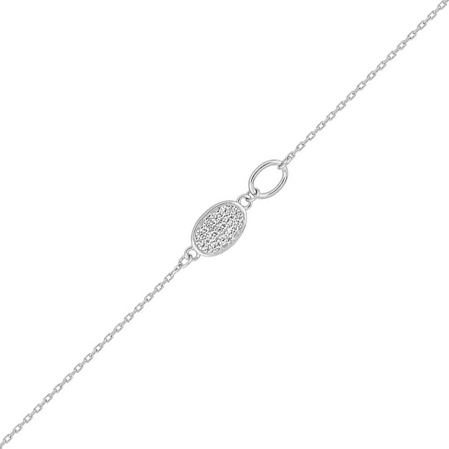 Photo de Bracelet femme oxydes ovale - Or blanc 9ct