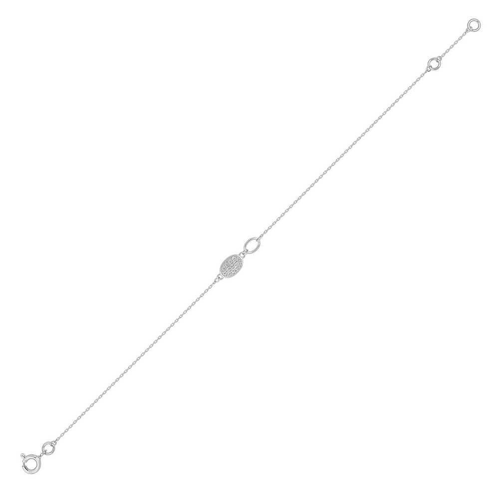 Photo de Bracelet femme oxydes ovale - Or blanc 9ct