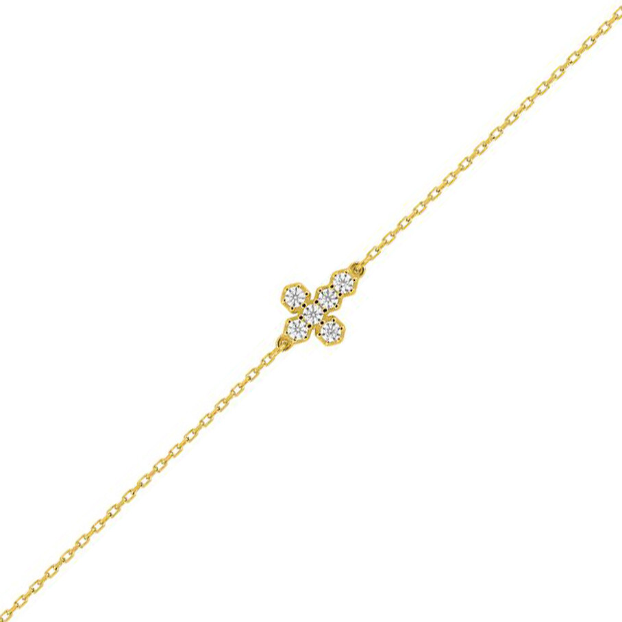 Photo de Bracelet croix avec oxydes - or jaune 9ct