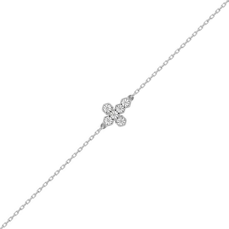 Photo de Bracelet croix avec oxydes - or blanc 9ct