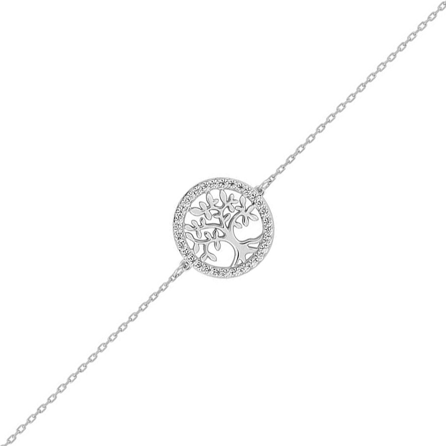 Photo de Bracelet arbre de vie avec oxydes - or blanc 9ct