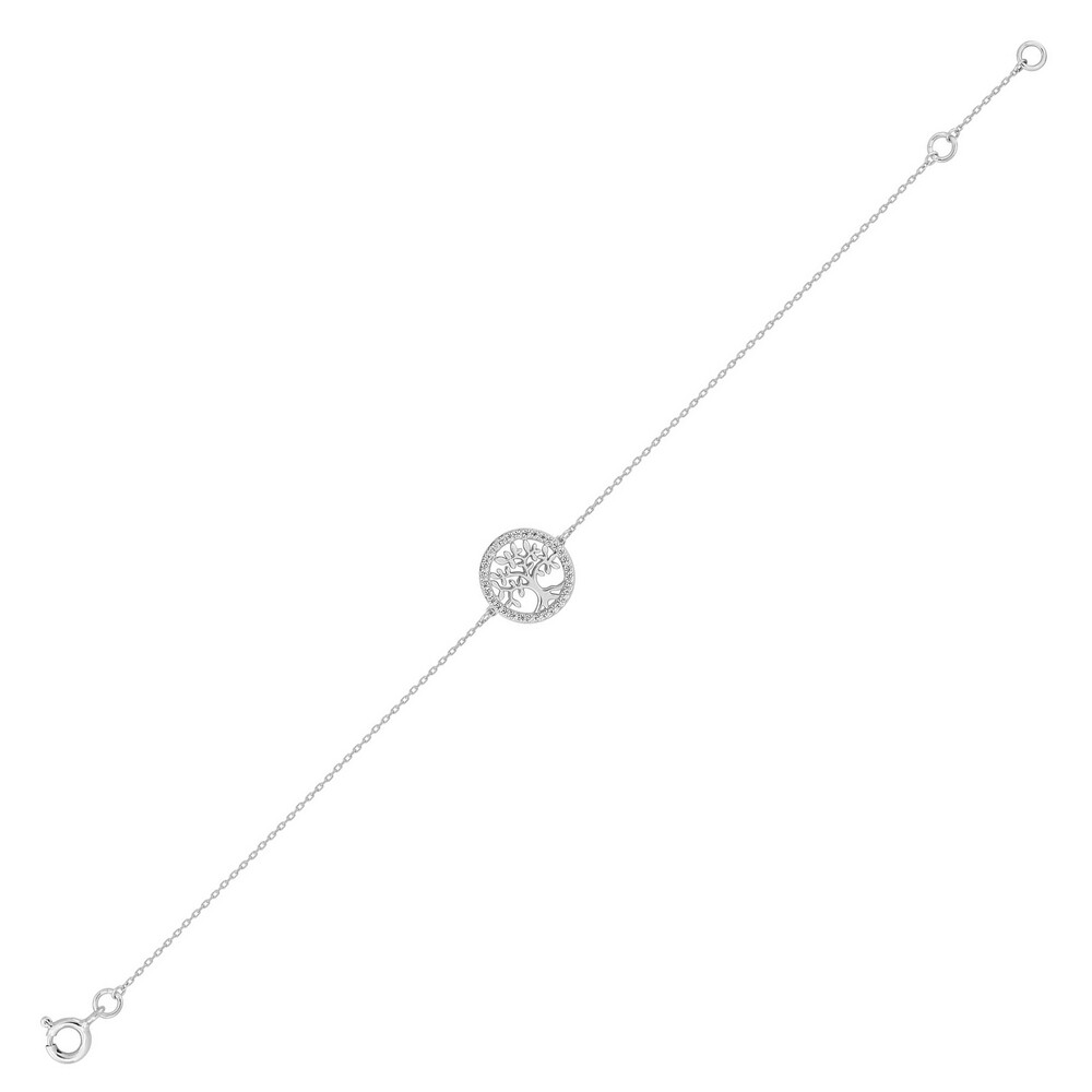 Photo de Bracelet arbre de vie avec oxydes - or blanc 9ct