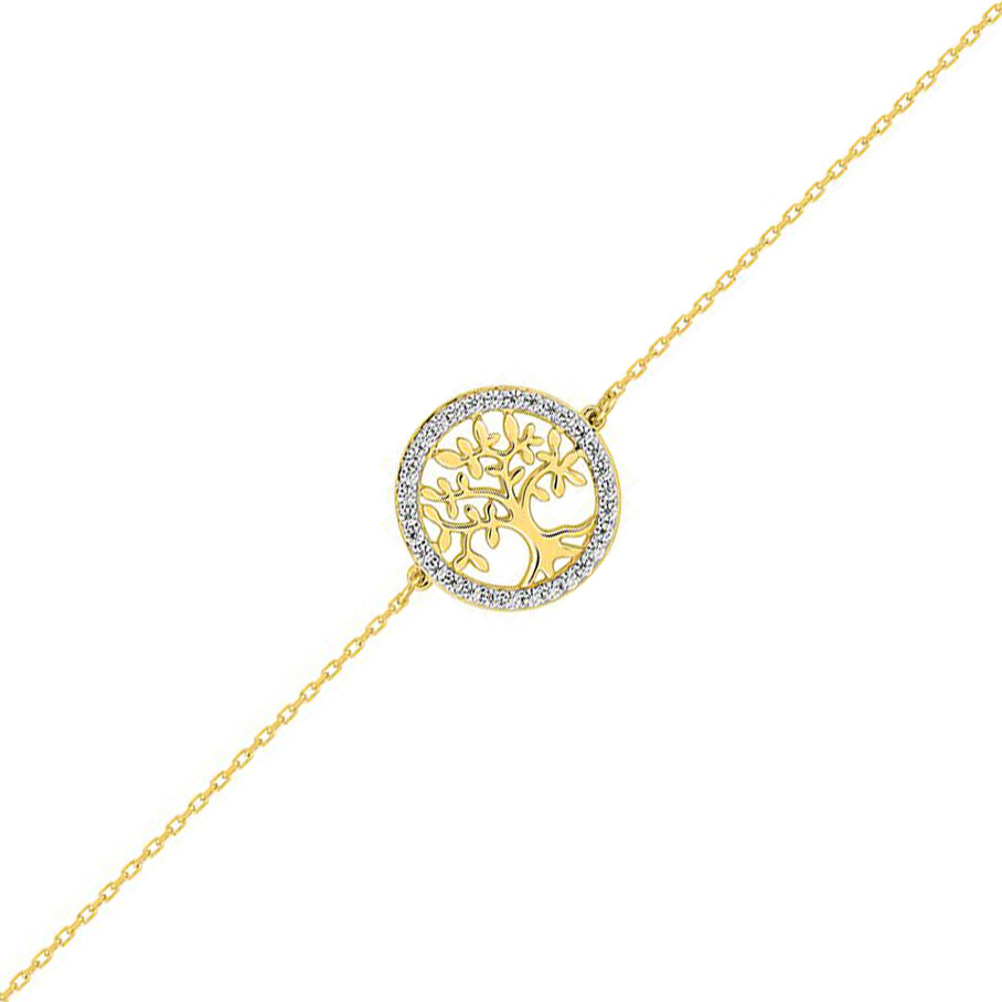 Photo de Bracelet arbre de vie avec oxydes - or jaune 9ct