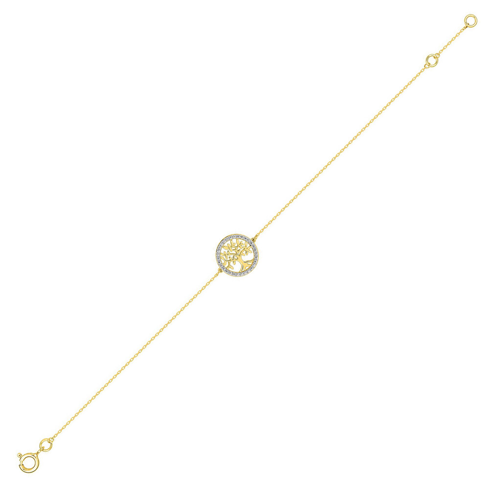 Photo de Bracelet arbre de vie avec oxydes - or jaune 9ct