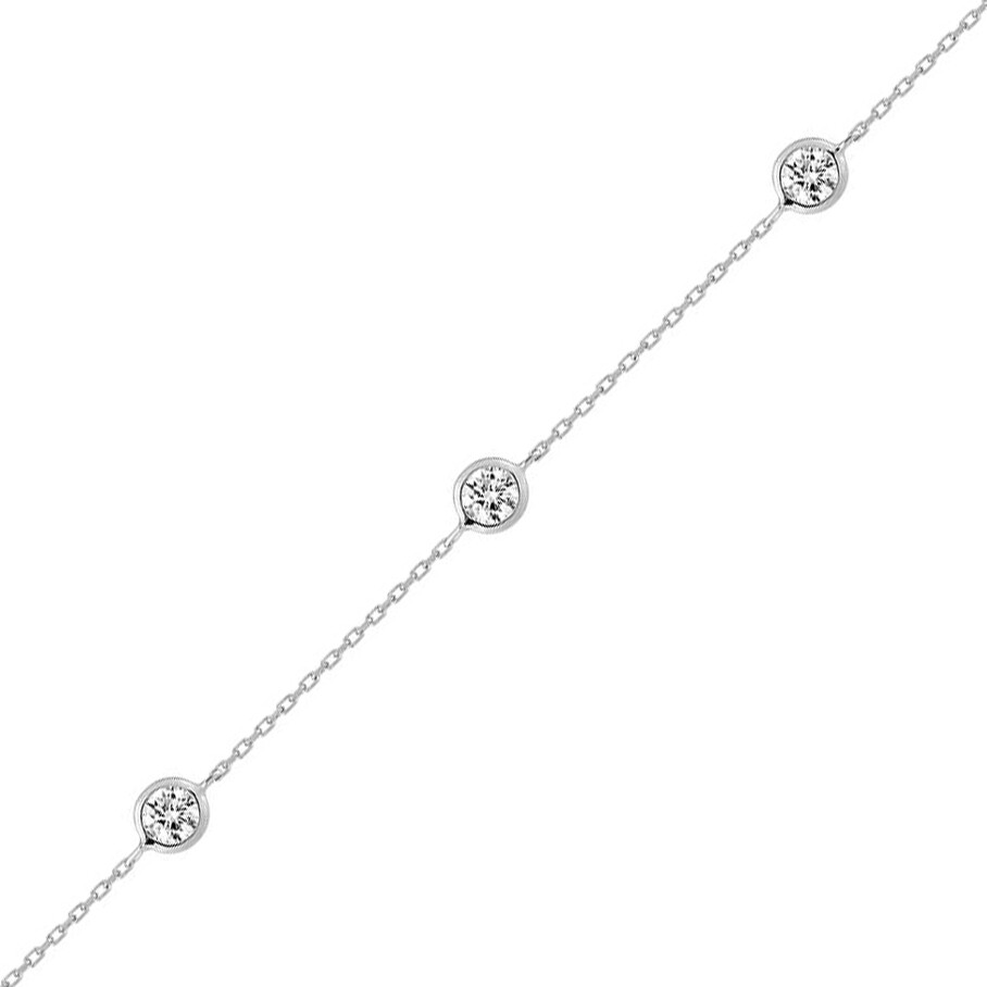 Photo de Bracelet oxydes ronds - or blanc 9ct