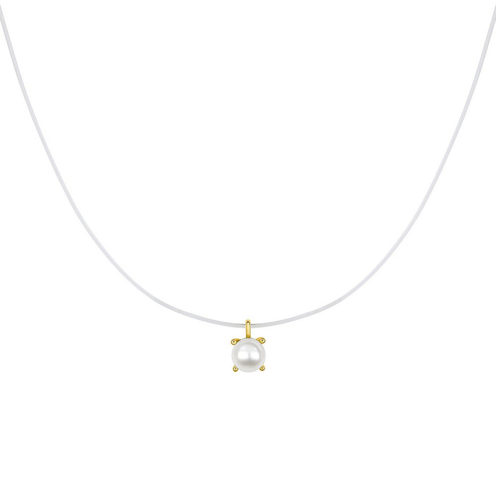 Photo de Collier fil nylon perle de culture 4mm - or jaune 9ct