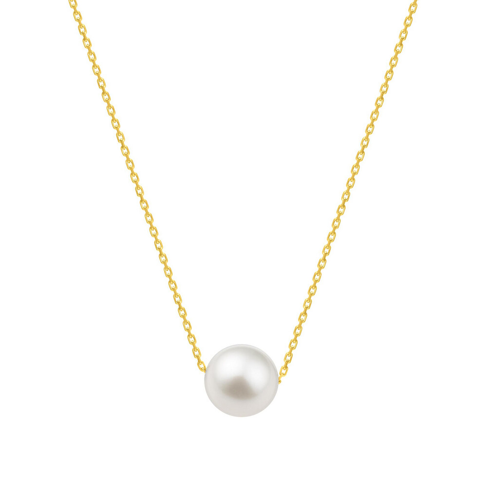 Photo de Collier chaîne forçat perle de culture 8mm - or jaune 9ct