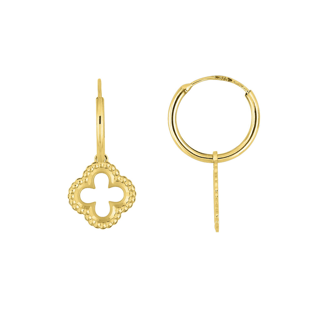Photo de Boucle d'oreilles créoles croix ajourées - Or jaune 18ct