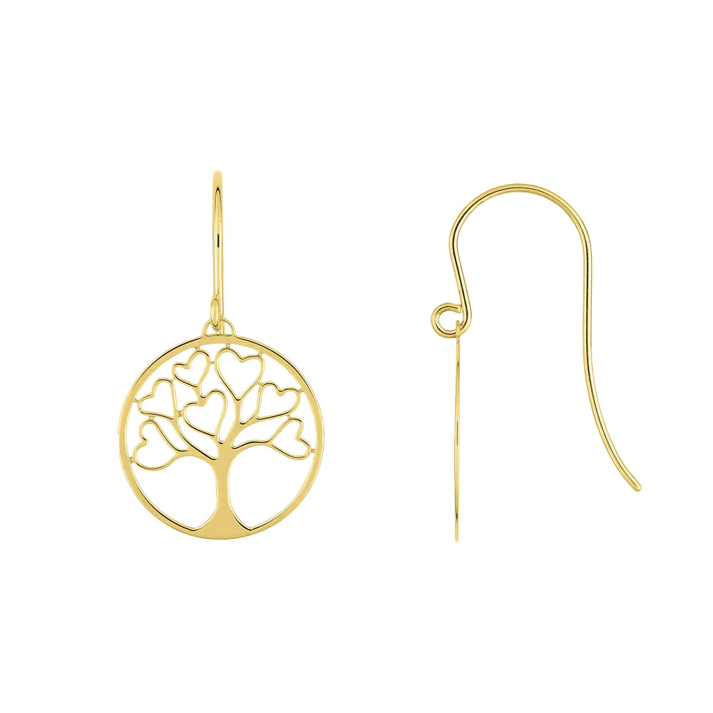 Photo de Boucles d'Oreilles Arbre de vie amour ajourée - Or Jaune 18ct