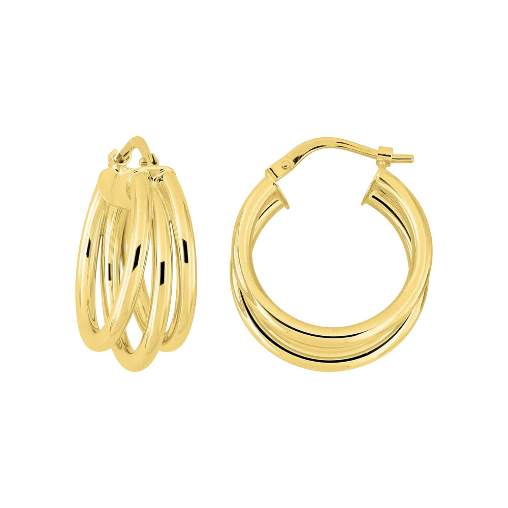 Photo de Boucles d’Oreilles Trois Anneaux Cercle - Or jaune 18ct
