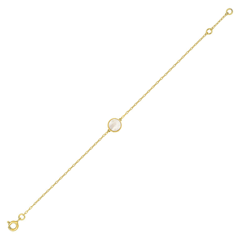 Photo de Bracelet chaîne forçat & nacre - Or jaune 9ct