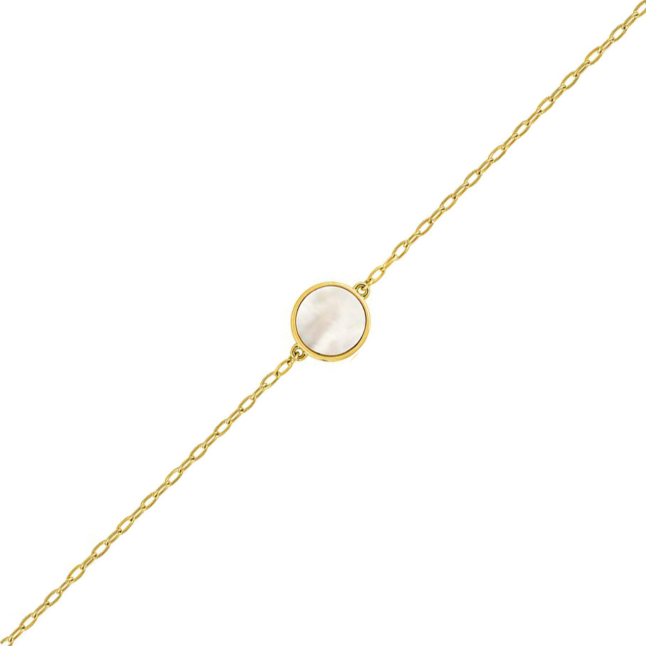 Photo de Bracelet chaîne forçat & nacre - Or jaune 9ct