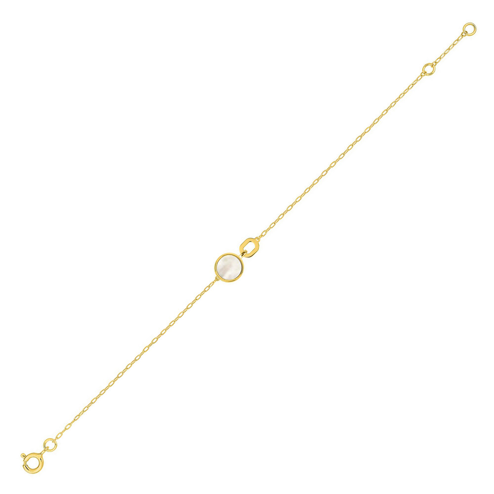 Photo de Bracelet nacre ronde - Or jaune 9ct