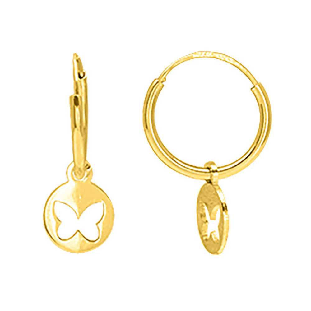Photo de Boucles d'oreilles papillon - créoles - Or jaune 9ct