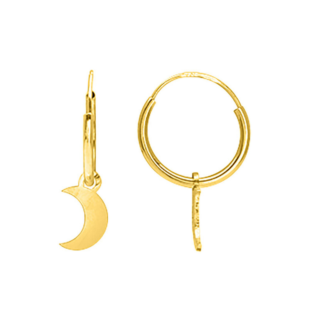 Photo de Boucles d'oreilles lune - créoles - Or jaune 9ct