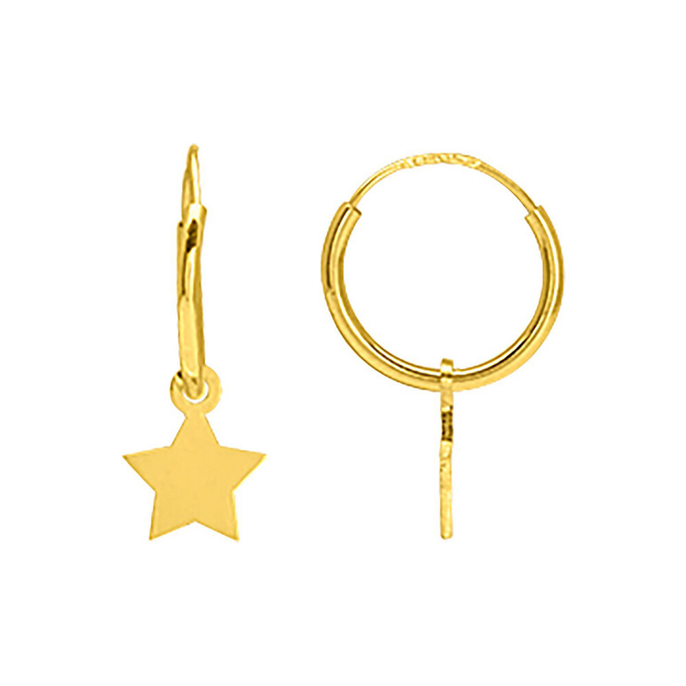 Photo de Boucles d'oreilles étoiles - créoles - Or jaune 9ct