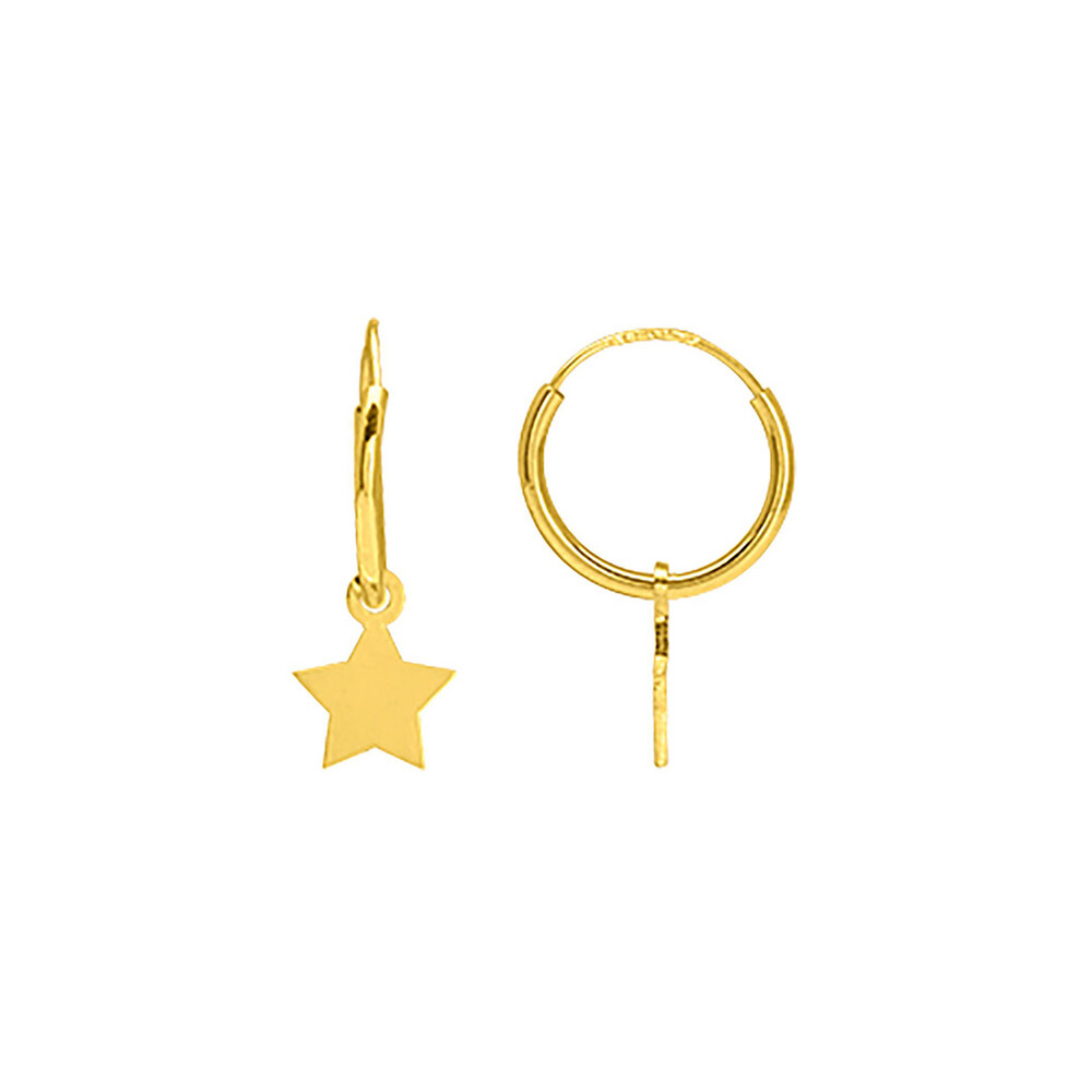 Photo de Boucles d'oreilles étoiles - créoles - Or jaune 9ct