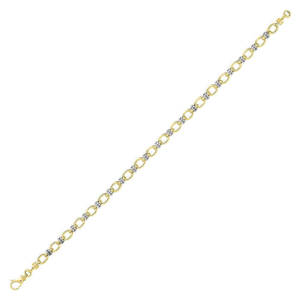 Photo de Bracelet Maillons Bicolores 18cm - Or Jaune & Blanc 18ct