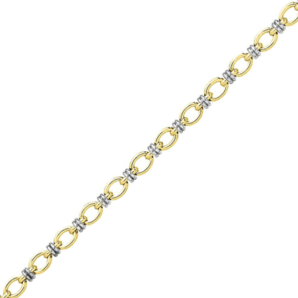 Photo de Bracelet Maillons Bicolores 18cm - Or Jaune & Blanc 18ct