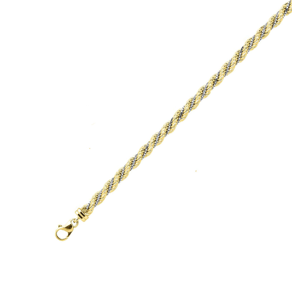 Photo de Bracelet Corde Bicolore 18cm – Or Jaune & Blanc 18ct