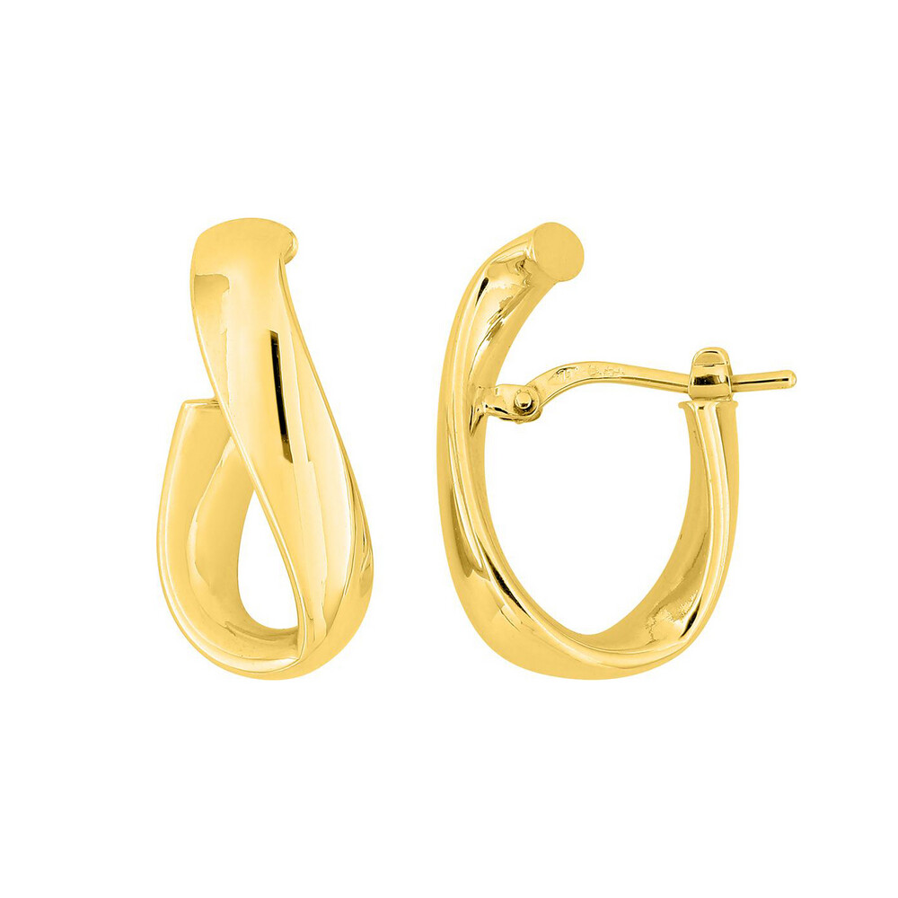 Photo de Boucles d'oreilles créoles ovales torsadées - Or jaune 9ct