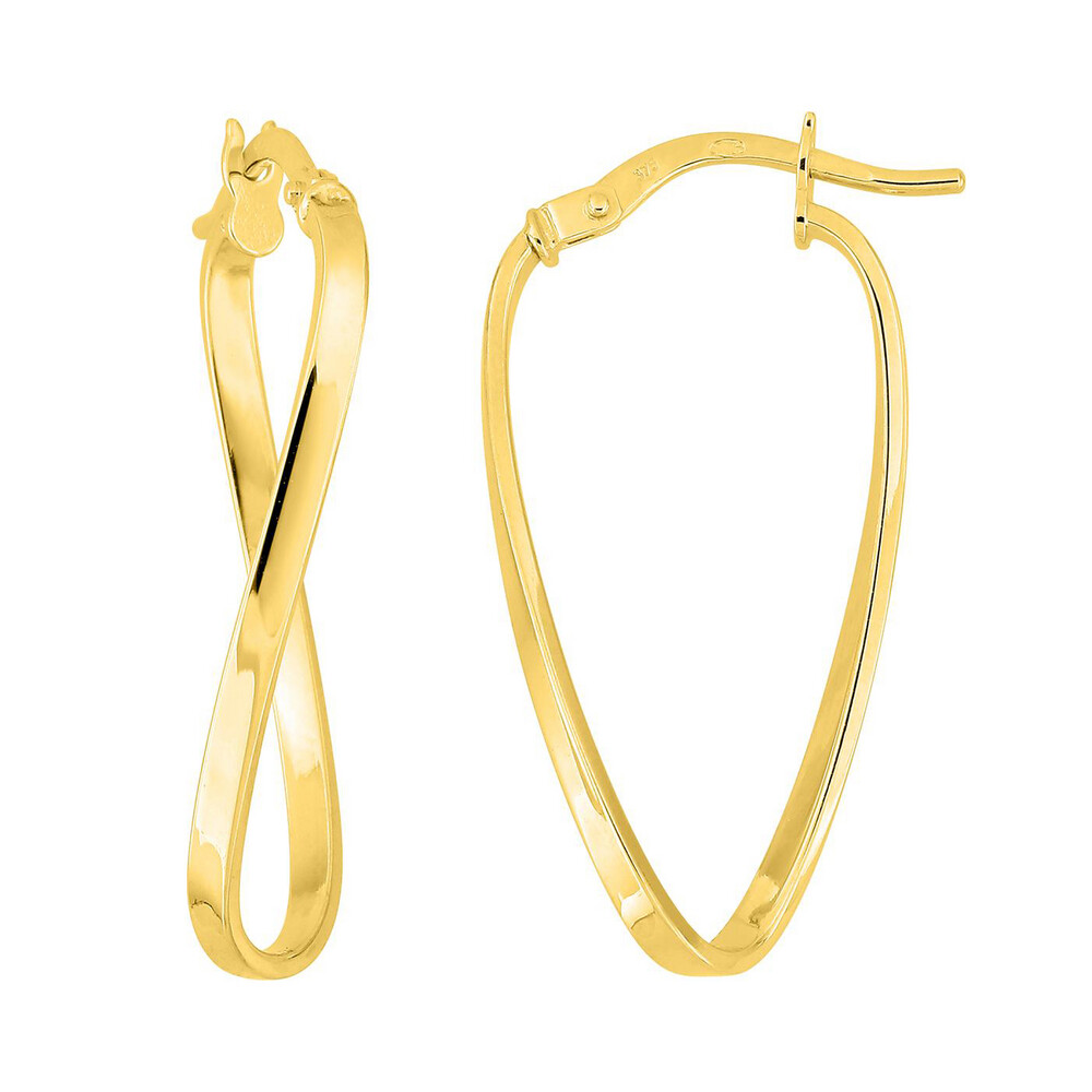 Photo de Boucles d'oreilles créoles torsadées - Or jaune 9ct
