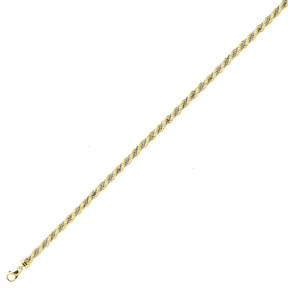 Photo de Bracelet Corde Bicolore 18cm – Or Jaune & Blanc 9ct