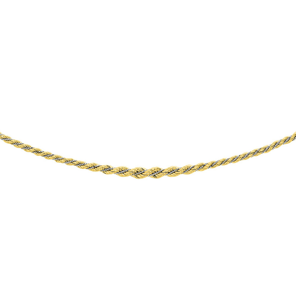 Photo de Collier Corde Bicolore 45cm – Or Jaune & Blanc 9ct