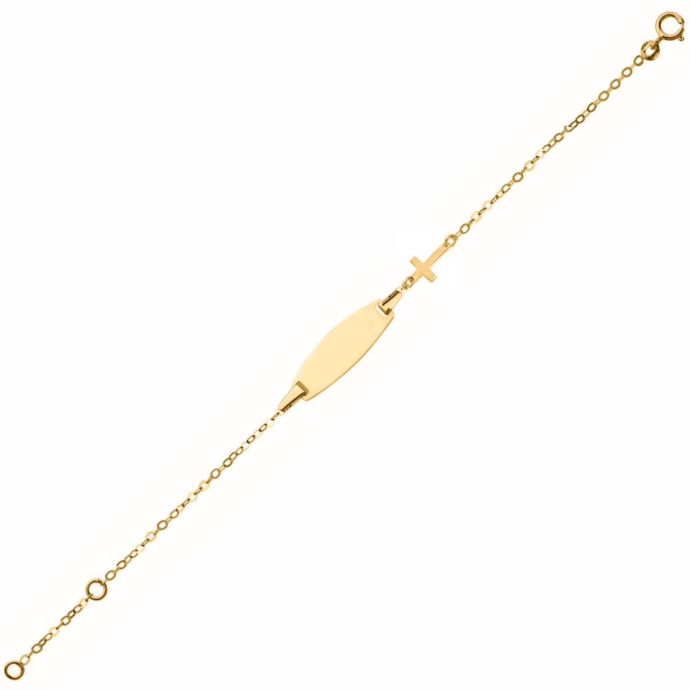 Photo de Gourmette bébé croix - Or jaune 9ct