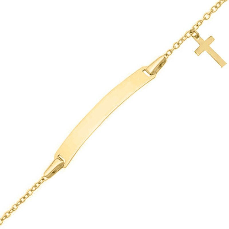 Photo de Gourmette bébé croix charms - Or jaune 9ct
