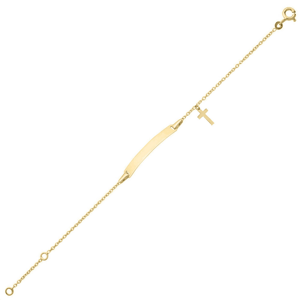 Photo de Gourmette bébé croix charms - Or jaune 9ct