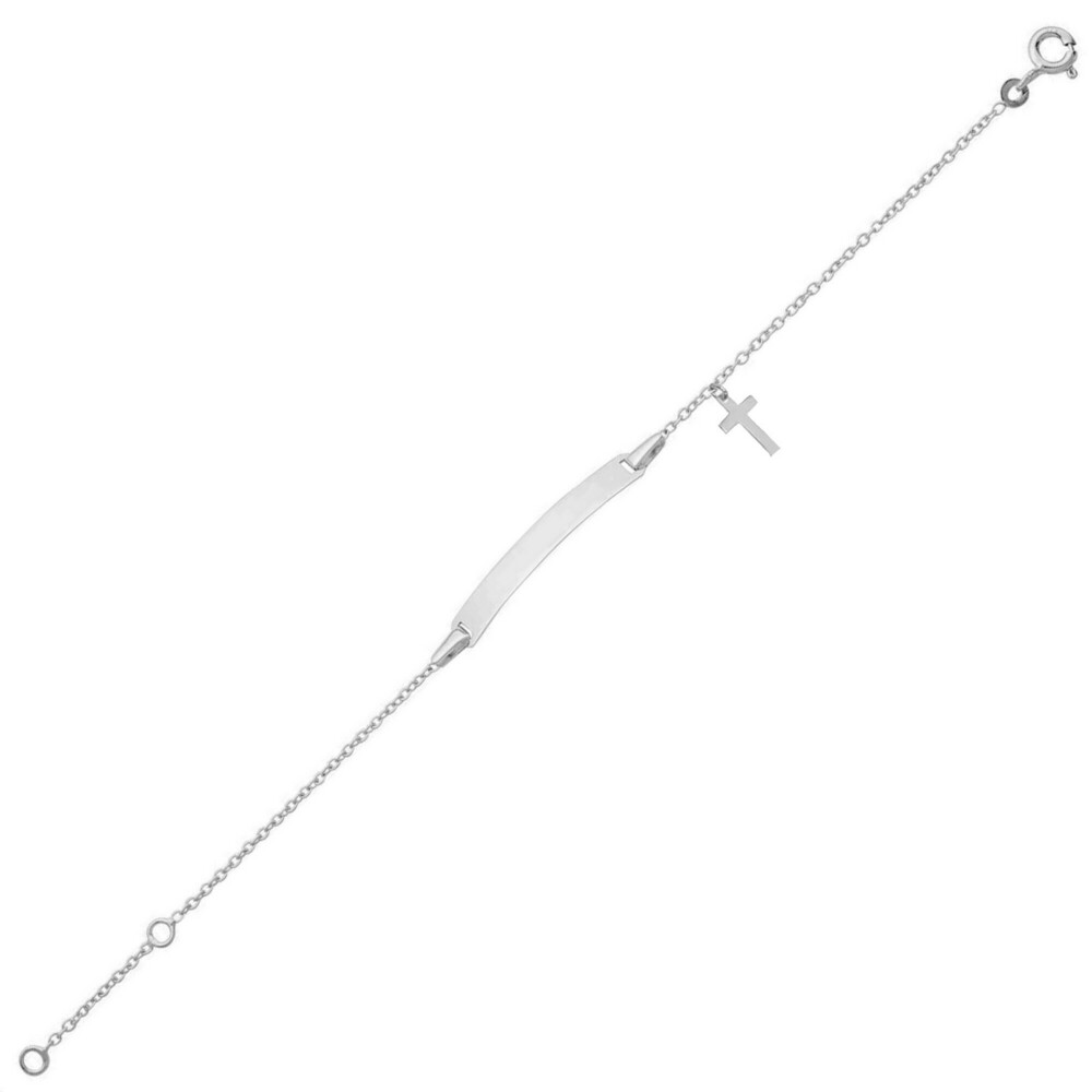 Photo de Gourmette bébé croix charms - Or blanc 9ct