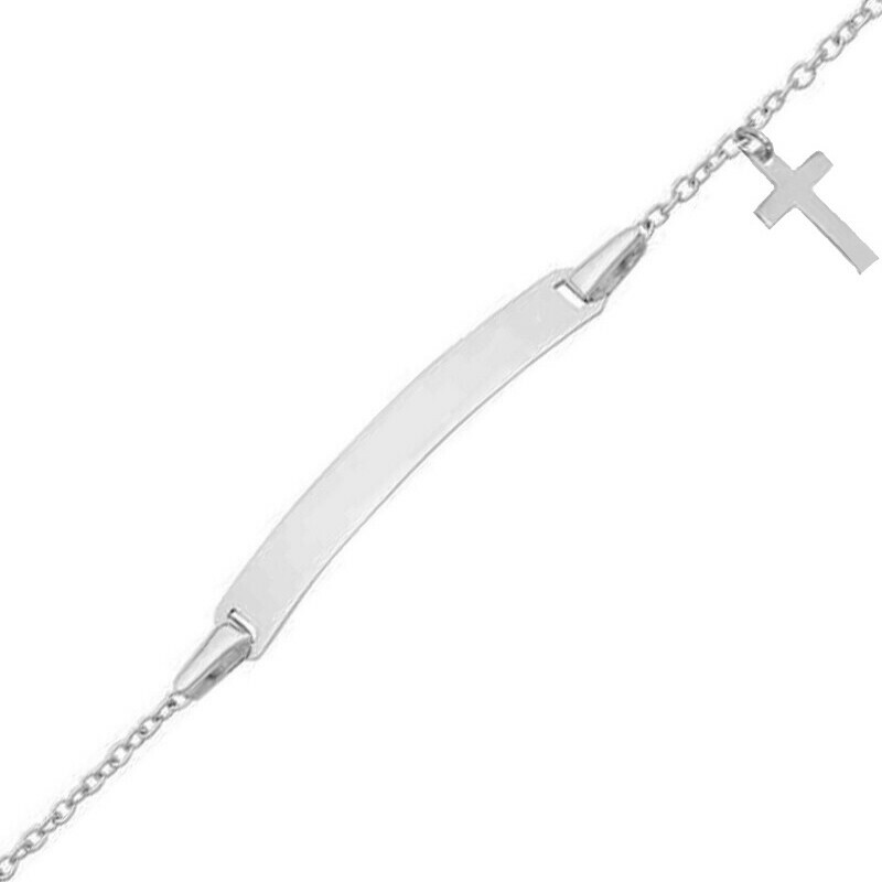 Photo de Gourmette bébé croix charms - Or blanc 9ct