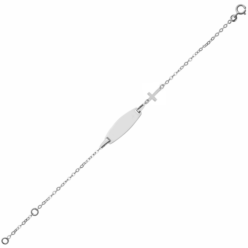 Photo de Gourmette bébé croix - Or blanc 18ct