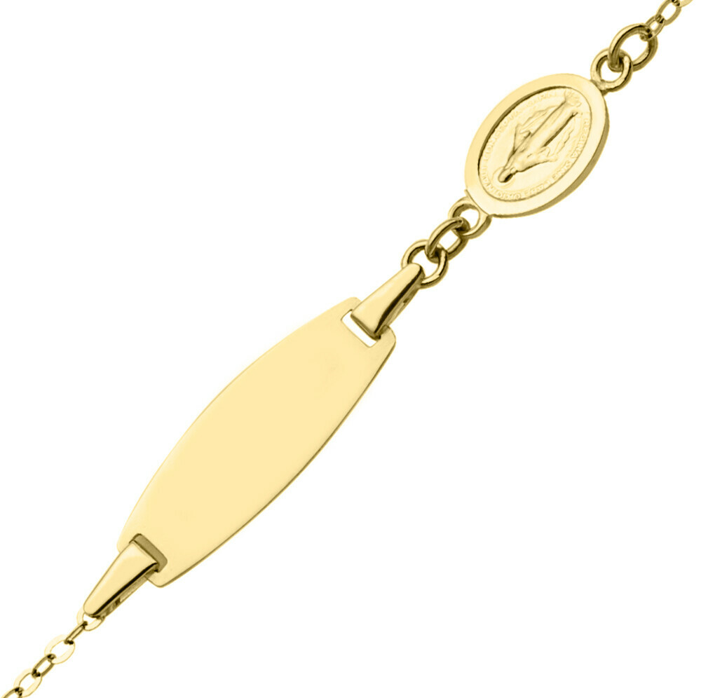 Photo de Gourmette bébé vierge miraculeuse - Or jaune 9ct
