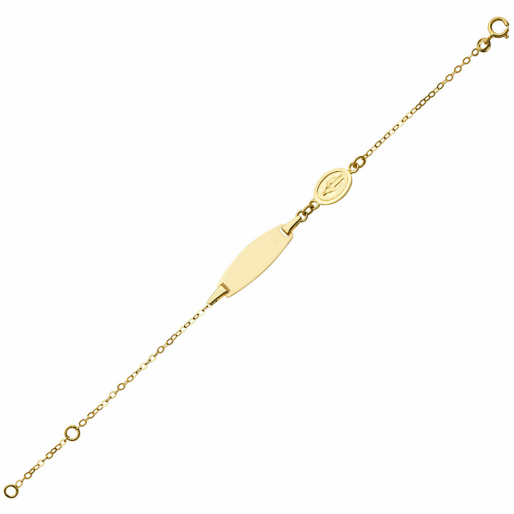 Photo de Gourmette bébé vierge miraculeuse - Or jaune 9ct