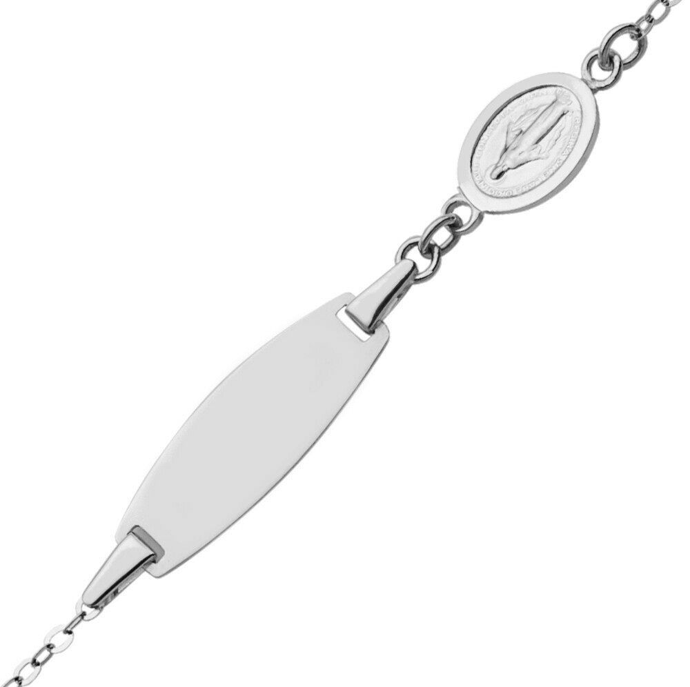 Photo de Gourmette bébé vierge miraculeuse - Argent massif