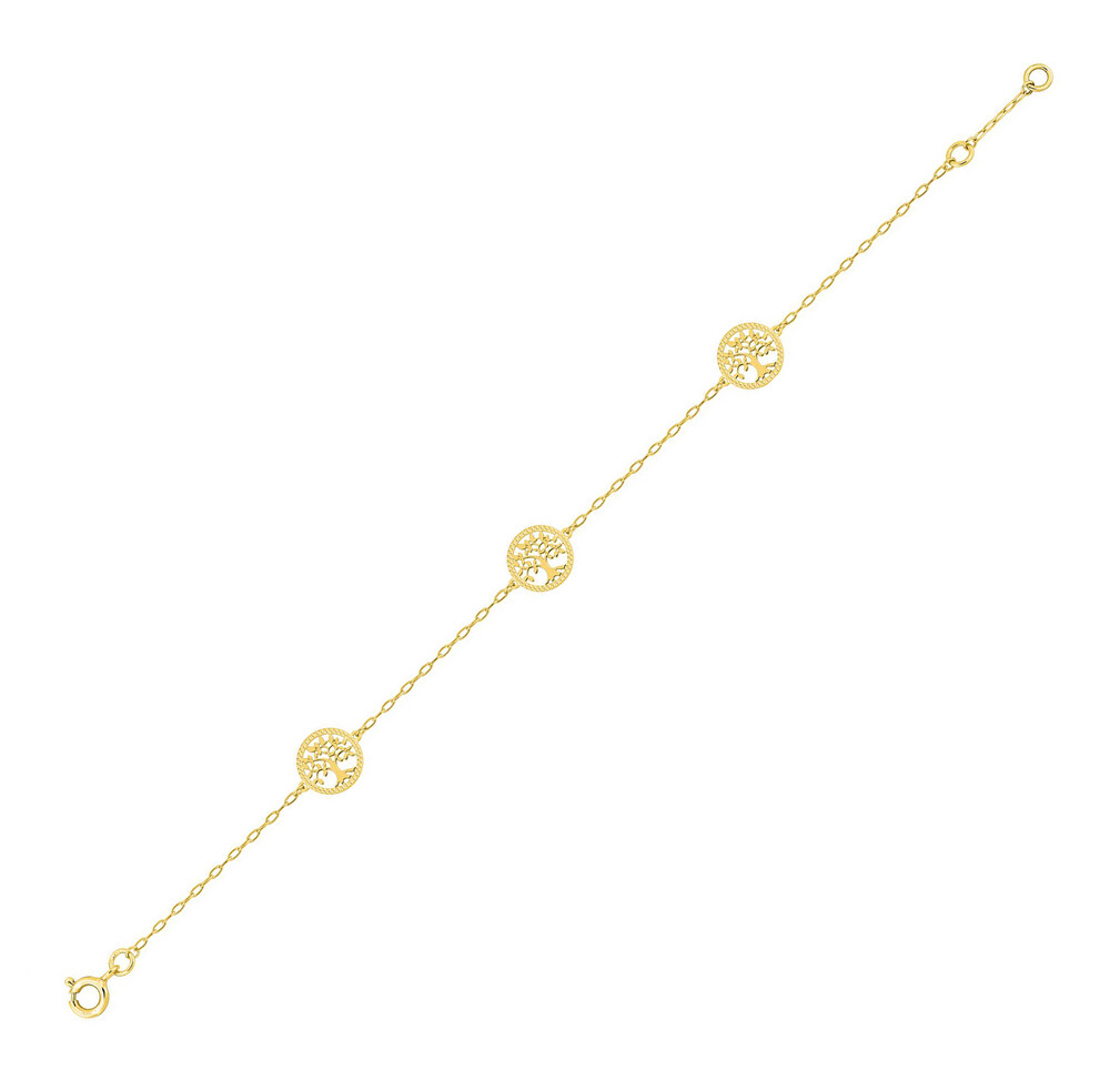 Photo de Bracelet Médaillons Arbre de Vie perlé - Or Jaune 9ct