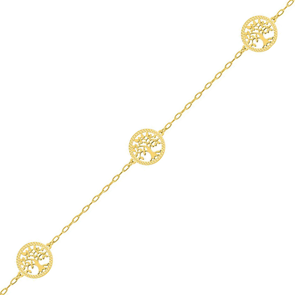 Photo de Bracelet Médaillons Arbre de Vie perlé - Or Jaune 9ct