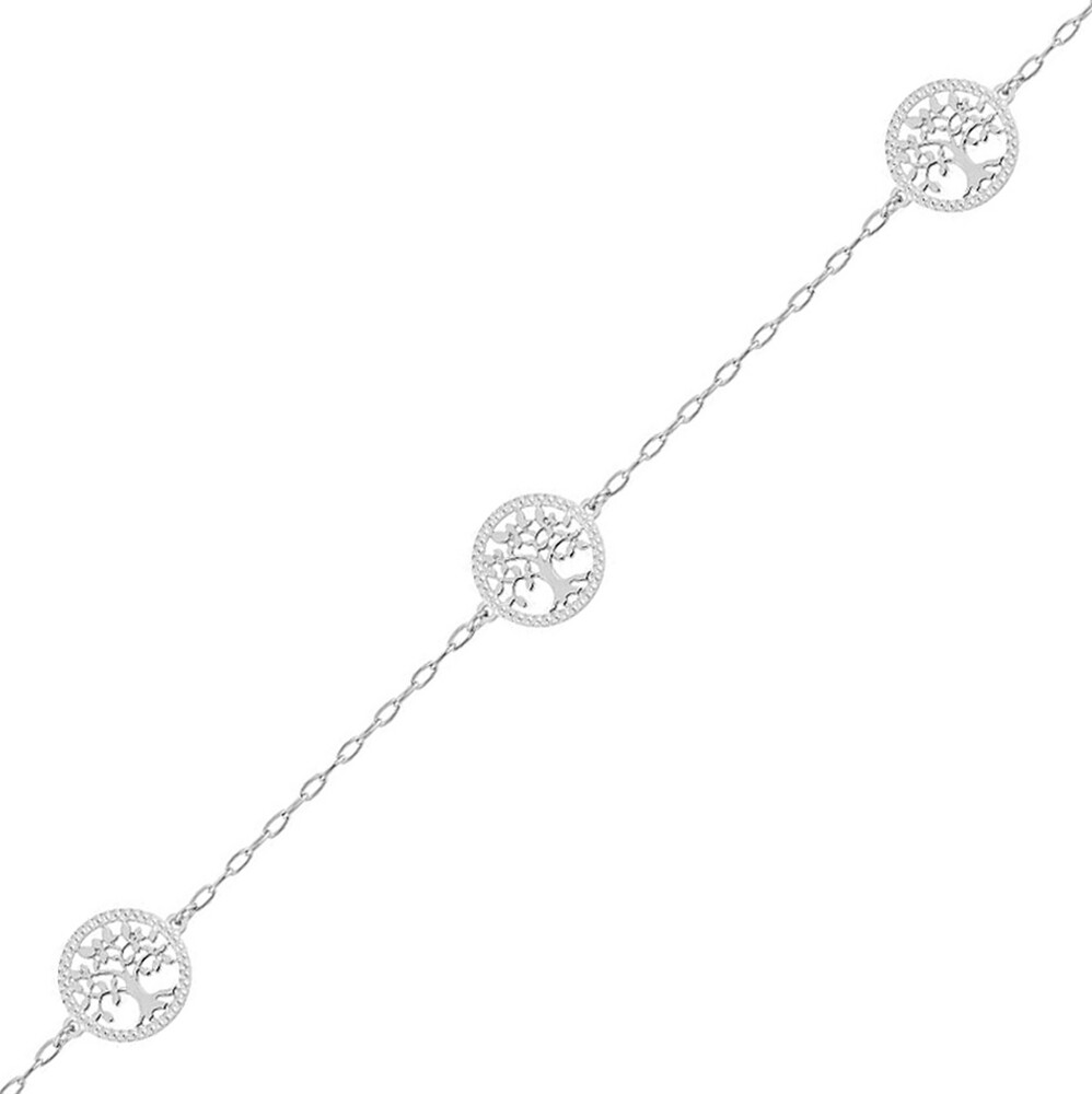Photo de Bracelet Médaillons Arbre de Vie perlé - Or blanc 9ct