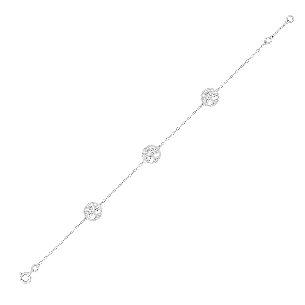 Photo de Bracelet Médaillons Arbre de Vie perlé - Or blanc 9ct