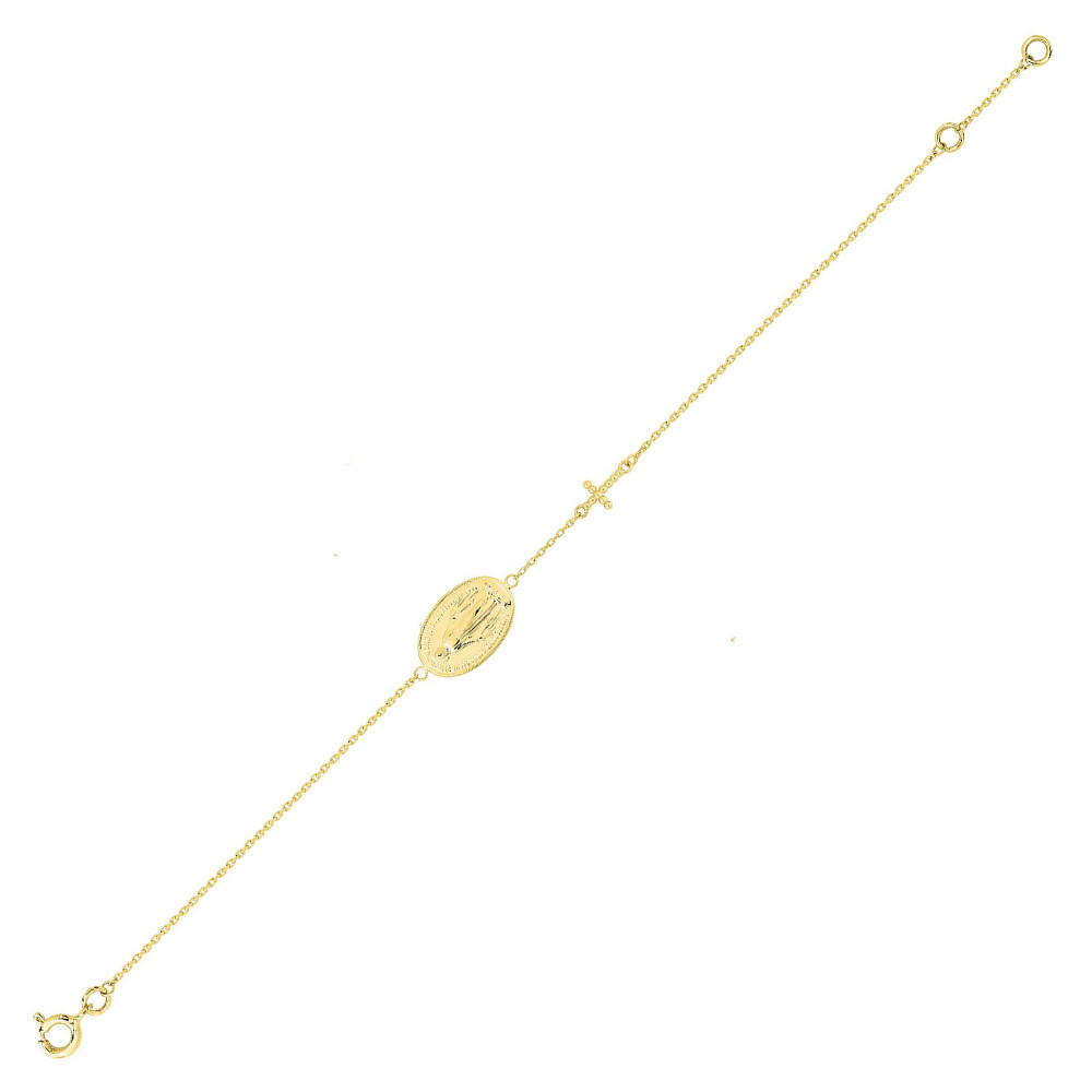 Photo de Bracelet miraculeuse et croix ajourée - Or jaune 9ct
