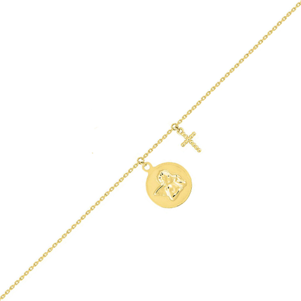 Photo de Bracelet ange & croix - Or jaune 9ct