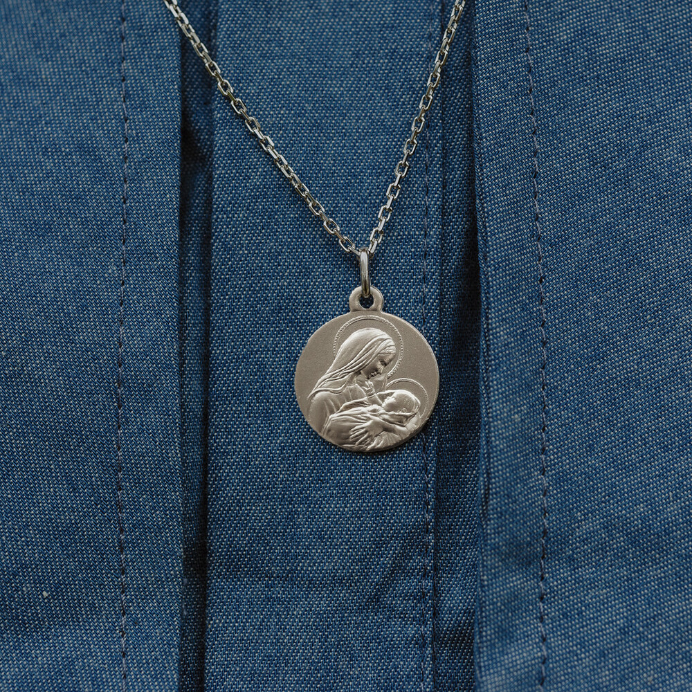 Photo de Médaille Vierge à l'enfant - Amour Maternel - Argent massif
