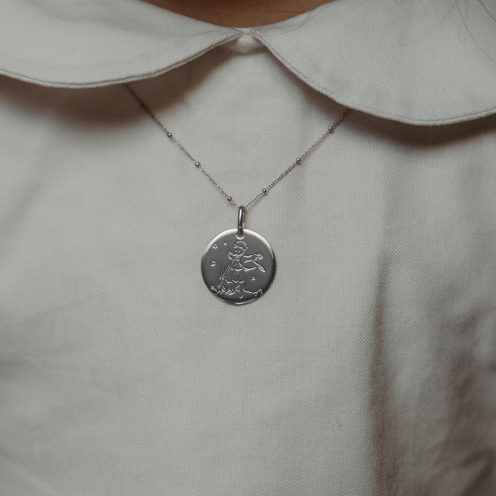 Photo de Médaille Petit Prince au vent - Or blanc 18ct 