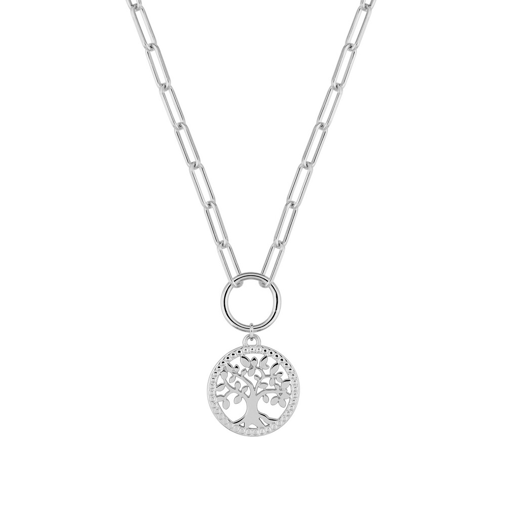 Photo de Collier Maille Rectangle – Arbre de Vie ajouré – Argent Massif