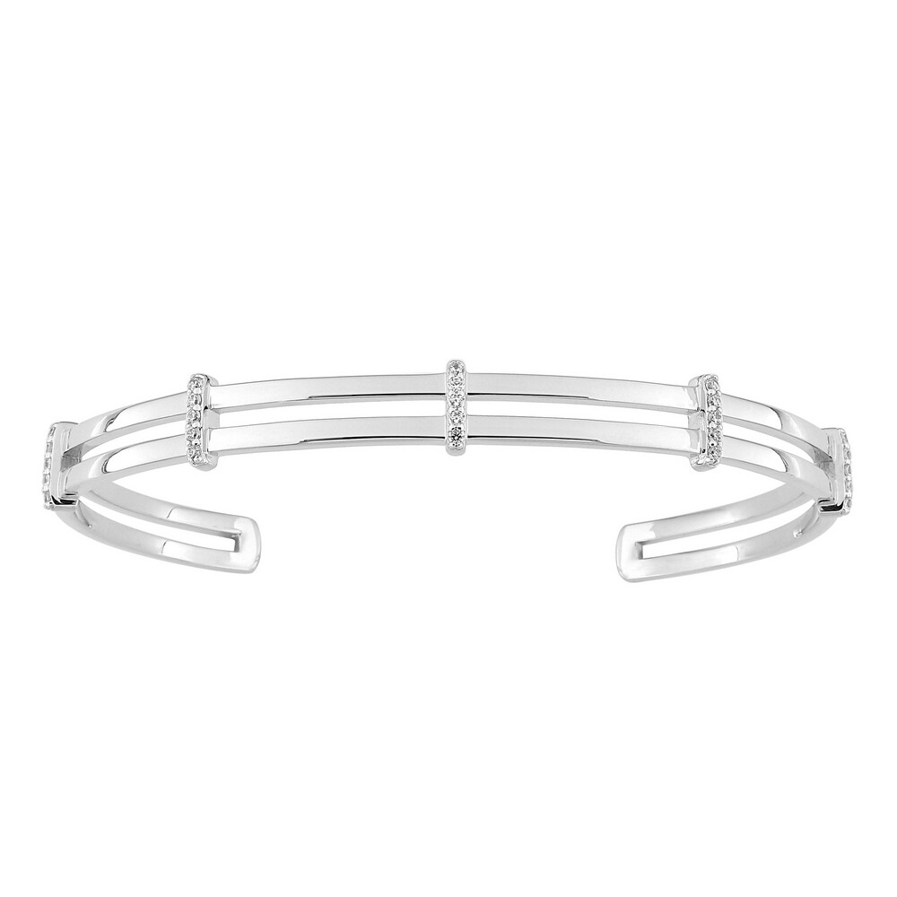 Photo de Bracelet Jonc Double Barre avec Oxydes - Argent massif