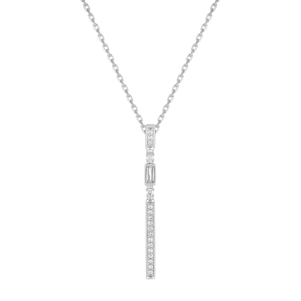 Photo de  Collier rectangle zirconiums - Argent massif