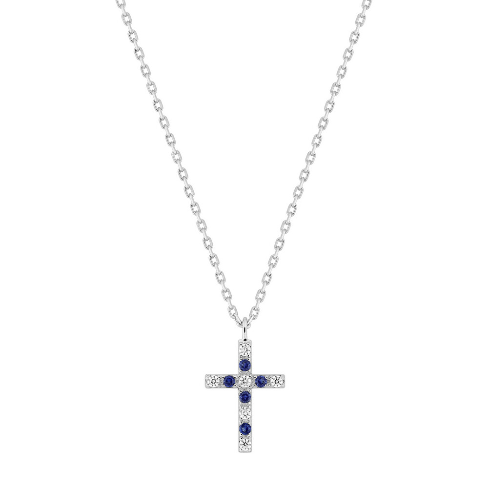 Photo de  Collier Croix zirconiums de couleur  - Argent massif