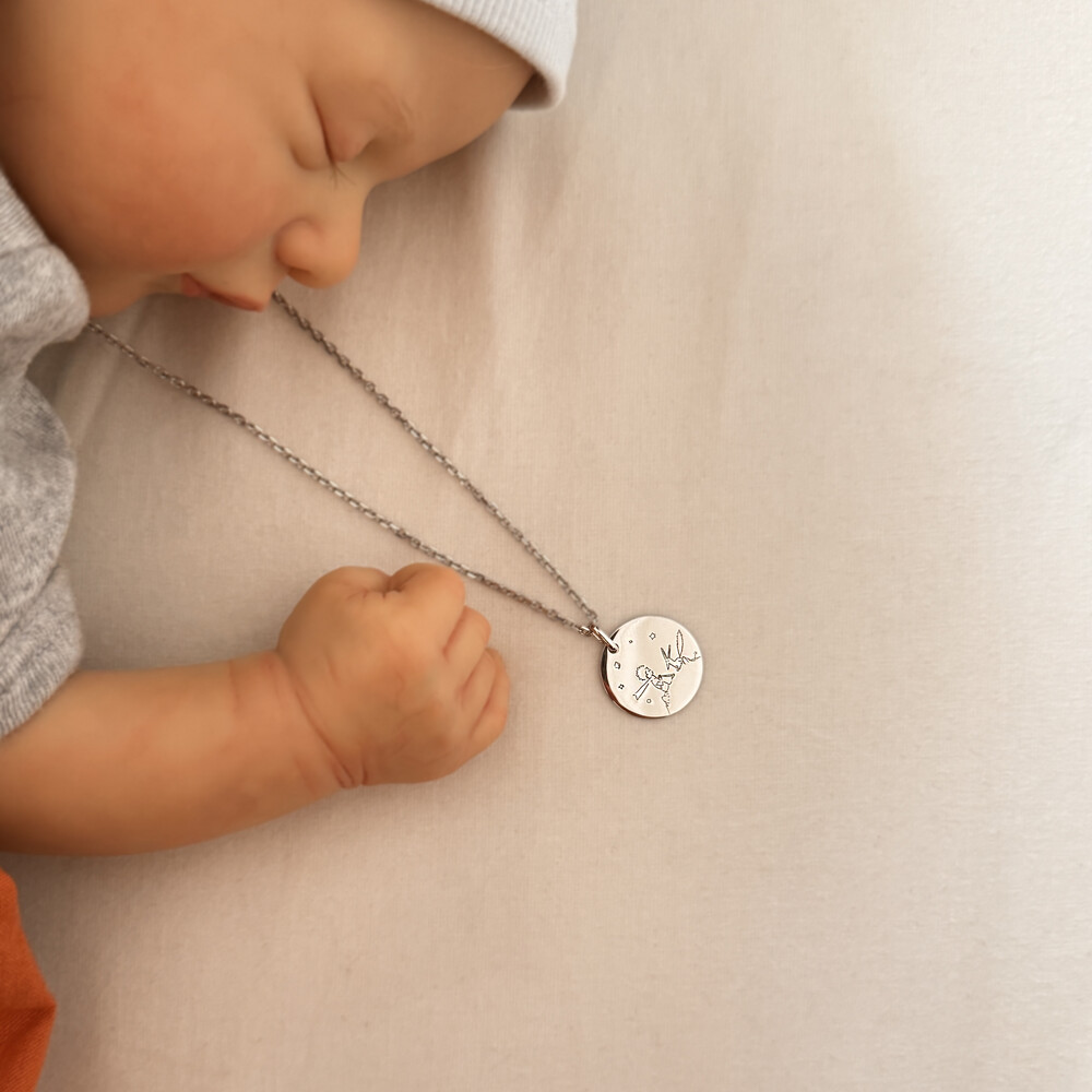 Photo de Médaille Petit Prince au renard  - Or blanc 9ct